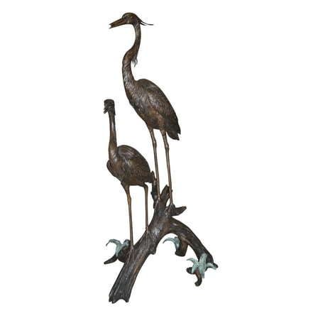 Two Herons on a three Bronze Fountain Statue -  Size: 32"L x 24"W x 67"H.