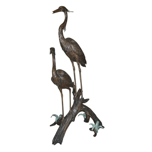 Two Herons on a three Bronze Fountain Statue -  Size: 32"L x 24"W x 67"H.