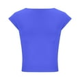thumbnail image 6 of SYMOID Womens New Round Neck Backless Solid Color Close - fitting Casual T - shirt for Home Wear,Blue,Size S, 6 of 7