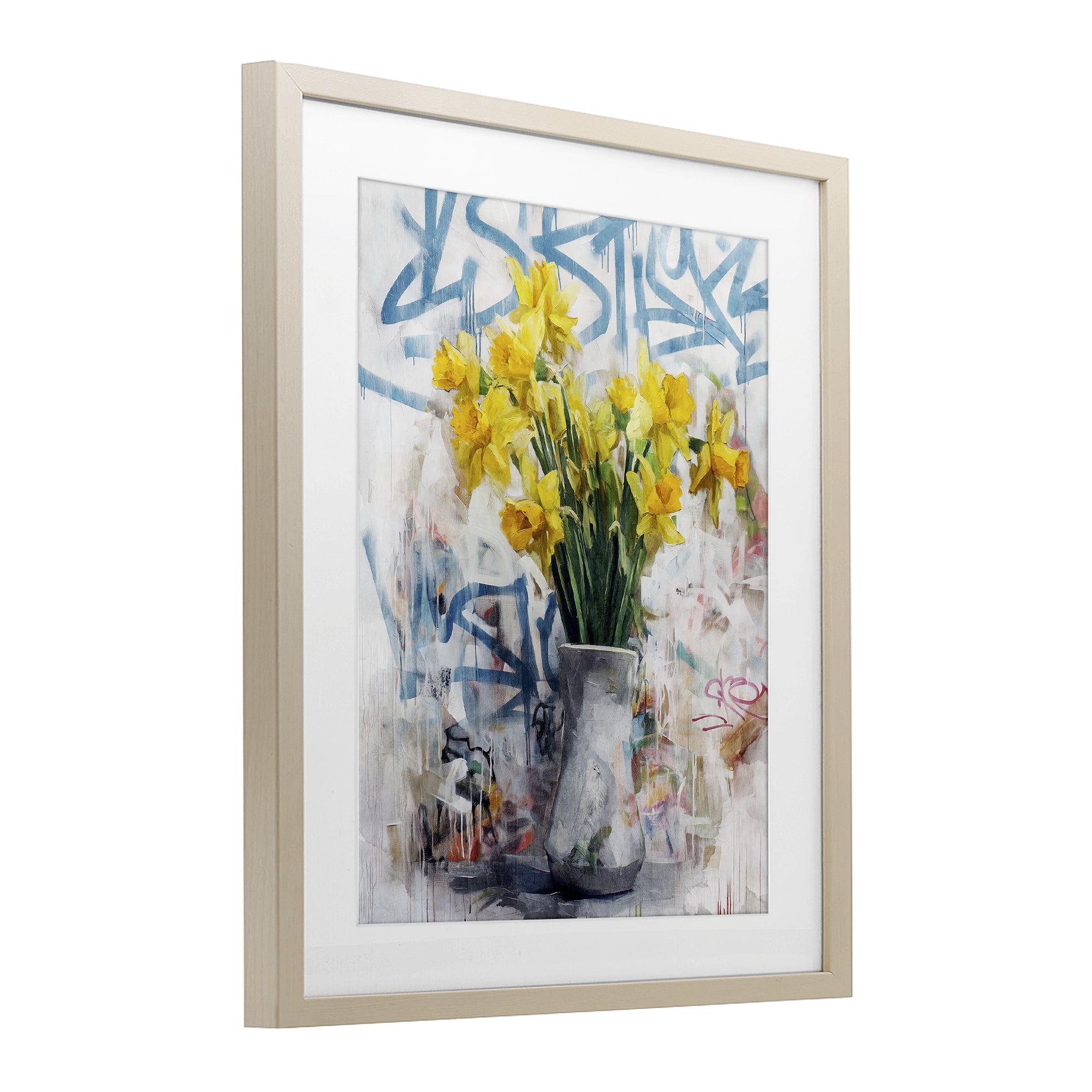 Stupell Industries Color Clash Daffodils & Graffiti Birch Framed Print Under Glass, design by Svetlana Aleynikova