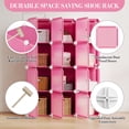 thumbnail image 4 of 12-Cube Modular Shoe Storage Cabinet with Doors – Stackable, Expandable Storage Organizer – Customizable Plastic/ABS, Dustproof, Space-Saving Shoe Rack – Pink, 4 of 8