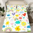 thumbnail image 2 of Manfei Kids Girls Rainbow Full Size Sheets, Cute Flower Floral Bed Sheets, Children Kawaii Sheet Sets, Ultra Soft Home Decor 4pcs, 2 of 7