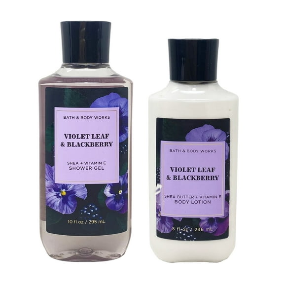 Bath and Body Works Violet Leaf & Blackberry Duo Bundle - Shower Gel and Body Lotion - Full Size