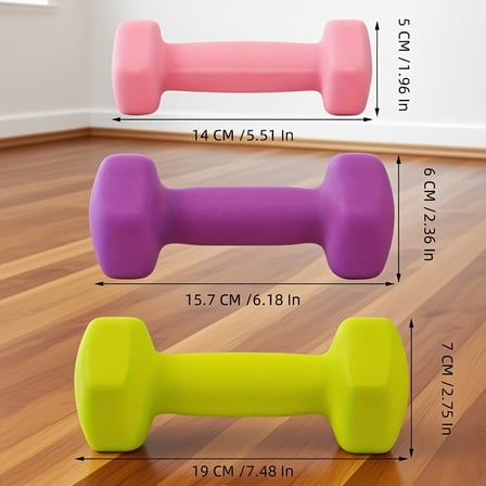 [Non-Slip Dumbbell Set] 3-Pair Non-Slip Neoprene Dumbbell Set for Women (2lb, 3lb, 5lb) with Stand - Anti-Roll Hex Shape for Home Gym & Fitness Training