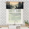 thumbnail image 3 of Cortinas con cenefa de cabina con diseño de bosque, pinos y ciervos, cortinas cortas para cocina, ventanas, baño, dormitorio, 54 x 18 pulgadas (2 unidades), 3 of 5
