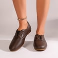 thumbnail image 2 of IEMIEMIEM Women's Faux Leather Oxford Flats Slip On No Laces Round Toe Casual Loafers Retro Soft Flat Walking Dress Shoes Brown 9 Wide, 2 of 7