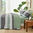 thumbnail image 5 of Queen Comforter Set Sage Green - 7 Pieces Green Striped Bed in a Bag, 5 of 7