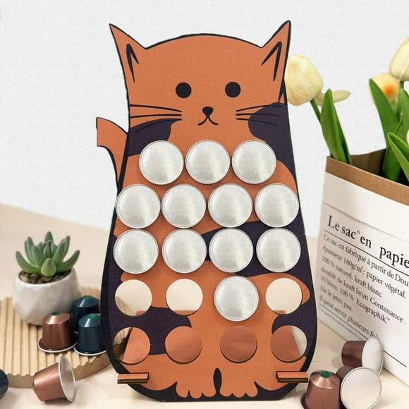 SHAGUOZHOU Cat Shaped Coffee Holder Wooden Home Kitchen Organizer Cloth Storage for Shelves Linen Closet Organization Sheets Organizer for Closet