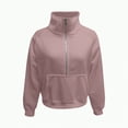 thumbnail image 4 of Godom Women's Sweatshirt Quarter-Zip V Neck Fleece Pullover Hoodie with Thumb Holes, 4 of 4