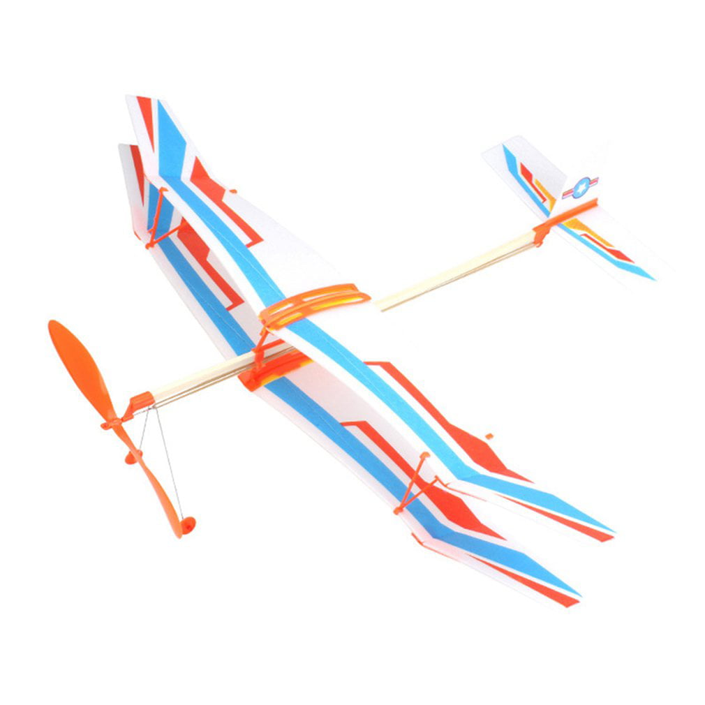 4pcs Elastic Powered Wind-up Plane Glider Flying Toy for Kids Outdoor Play 