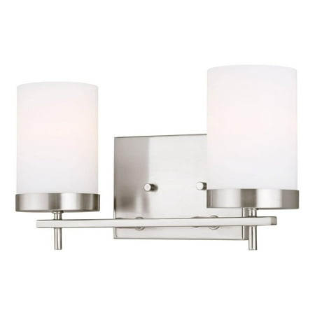 

Generation 4490302-962 Transitional Two Light Wall/Bath from Seagull-Zire Collection in Pewter Silver Finish Brushed