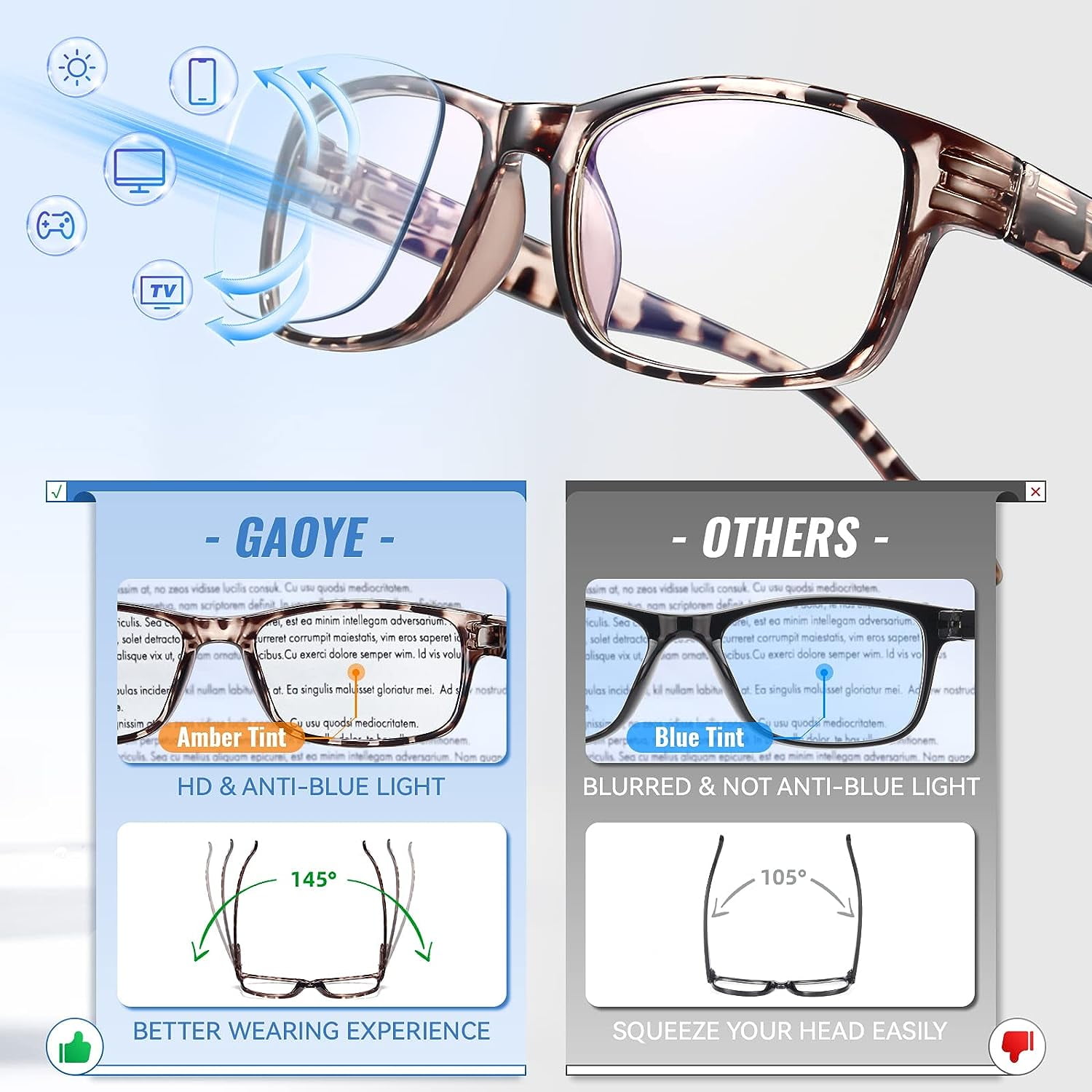 Gaoye Reading Glasses Men/Women, Eyeglasses, Blue Light Readers for Men/Women, Computer Eye Glasses, Cheaters
