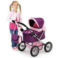 thumbnail image 6 of Bayer Design Doll Purple & Pink Trendy Pram W/ Shoulder Bag, Adjustable Handle, Shopping Basket, Children Ages 3+, 6 of 7