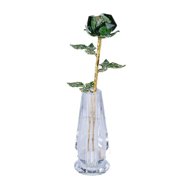 Figuras de artesanía de cristal, decoración, regalo de cristal con jarrón, maravilloso bricolaje para el hogar. Verde