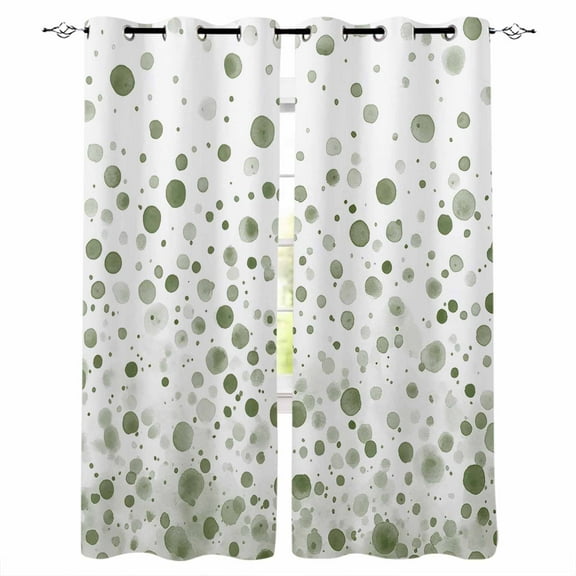 Fsddascl Sage Green Polka Dot Blackout Curtains for Bedroom/Living Room, Thermal Insulated Kitchen Curtains, Modern Art Abstract Watercolor Dot Grommet Darkening Window Treatment Drapes 42"x84"x2