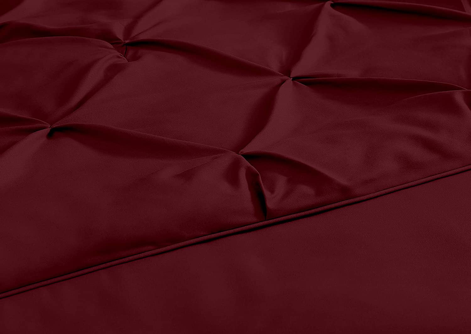 Chezmoi Collection Sydney 7-Piece Pinch Pleat Comforter Set, Lightweight Pintuck Bedding for All Season, King, Burgundy