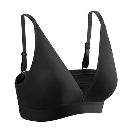 

BSDHBS No Wire Bras for Women Breathable Deep V Traceless Adjustable Shoulder Strap Bra Black Size L