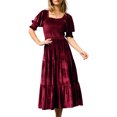 thumbnail image 1 of Vestido largo de cintura alta para mujer Vestido elegante y ajustado para ir al trabajo Kuymtek Vino rojo T L para Mujer, 1 of 9