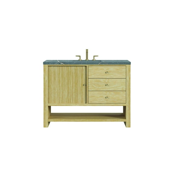 James Martin Vanities 48" Single Vanity, Sunwashed Oak w/ 3 CM Parisien Bleu Quartz Top
