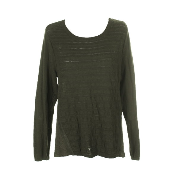 Style & Co Womens Ivy Green Long-Sleeve High-Low Contrast Sweater XL