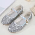 thumbnail image 5 of LNMQLPDBS Shoes for Girls Flower Girls Dress Shoes Toddler Kids Wedding Party Low Heel Mary Jane Dance Shoes Glitter Sequins Flat Princess Shoes Toddler Dress Shoes for Stage Performance, 5 of 9