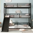 thumbnail image 6 of Bellemave Triple Bunk Bed with Slide, Twin Over Twin Over Full Bunk Beds for 3 People, Metal 3 Bunk Bed with Ladder for Bedroom, No Box Spring Needed（Black), 6 of 8