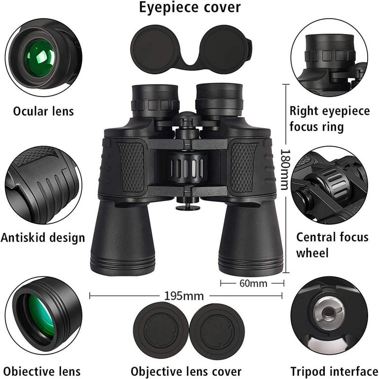Bissot 20x50 Binoculars for Adults HD Day Light Night Binoculars with BAK4 Prism FMC Lens for Hunting Bird Watching Concert etc IPX7 Waterproof