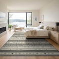 thumbnail image 3 of ODIKA Farmhouse Irregular Stripe Asymmetrical Brushed Lines Door Cream Foldable Easy Care for Master Suite, California King, Under Bed, 3 of 7