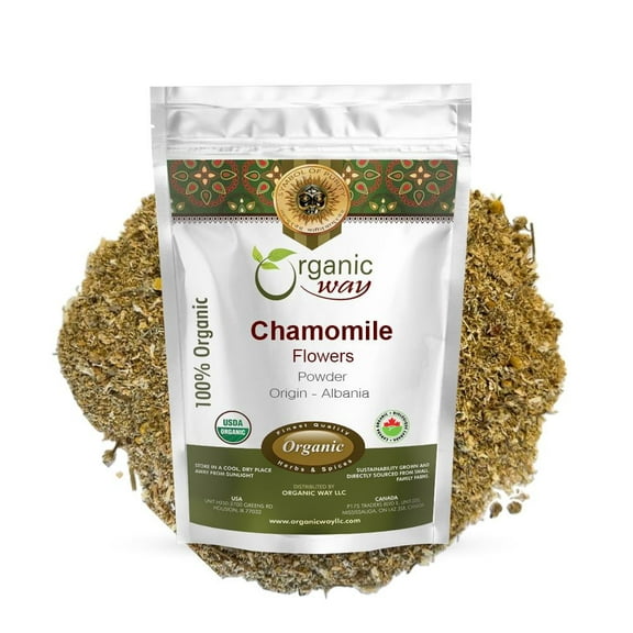 Organic Way Chamomile Flowers Powder (Matricaria Chamomilla) - European Wild-Harvest | Organic & Kosher Certified | Non GMO & Gluten Free | USDA Certified | Origin - Albania (1/4 LBS / 4 Oz)