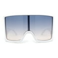 thumbnail image 2 of Womens XL Oversized Curved Shield Low Temple Huge Rectangle Sunglasses White - Navy Brown, 2 of 4