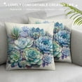 thumbnail image 3 of COMIO Throw Pillow Cover Flower Watercolor Succulents Hand Green Plants on White Artistic Floral Border Square Decorative Throw Pillow Cushion Case for Home Couch Bed Pillowcase White, 3 of 5