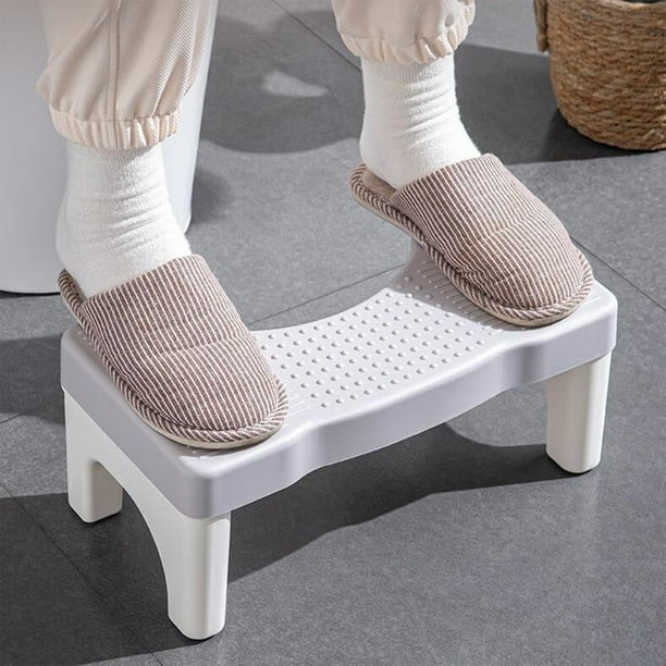 Taburete de Inodoro para Ponerse En Cuclillas - Taburete de Baño de Plástico Blanco o Gris, 40 X 21 X 6 Cm, Diseño Desmontable y Apilable para Adultos y Niños