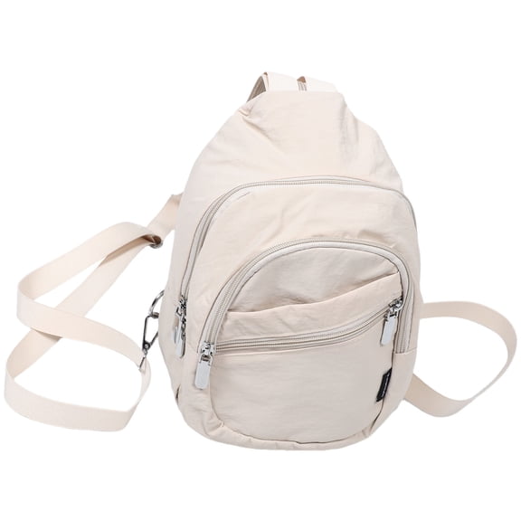 OULII Beige Nylon Mini Crossbody Sling Bag for Women, Lightweight Outdoor Backpack with Versatile Multifunctional Design