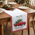 thumbnail image 5 of Red Christmas Truck Cotton Linen Table Runner for Dining Kitchen, Winter Xmas Trees Snowflake Holiday Wedding Outdoor Party Tablerunners Decoration, Dresser Scarf Coffee Tablecloth Runners 16"x72", 5 of 9