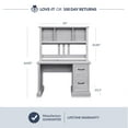 thumbnail image 5 of BELLEZE Bonelli 50" Executive Desk with Hutch, Stone Grey, 5 of 7