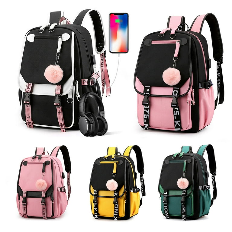 Women Oxford Backpack Girls School Bag w USB Charging Port University Book  Bag