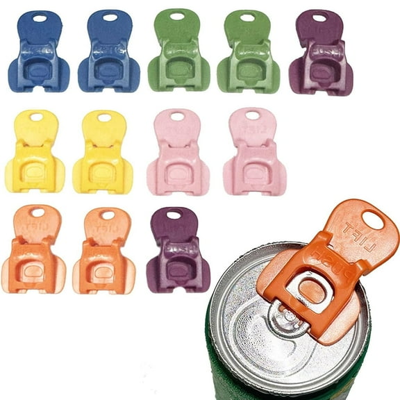 Januofit 12PCS Easy Tab Opener & Drink Protector, Complete Cover Easy Tab Opener, Soda Can Opener Tool, Colorful Drink Can Protector Cap for Soda, for Coke, Beer, Soda, Aluminum Beverage