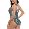 thumbnail image 4 of Sikiie cute Skull organ Print Women One Piece Swimsuits Tummy Control One Shoulder Bathing Suits Ruffle Swimwear, From S to XXL-Large, 4 of 6