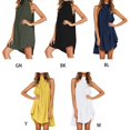 thumbnail image 4 of Women Summer Halter Neck Sleeveless Mini Dress Solid Color Hollow Out Back Pleated Ruffle A-Line Asymmetrical Sundress Yellow XXXL, 4 of 4