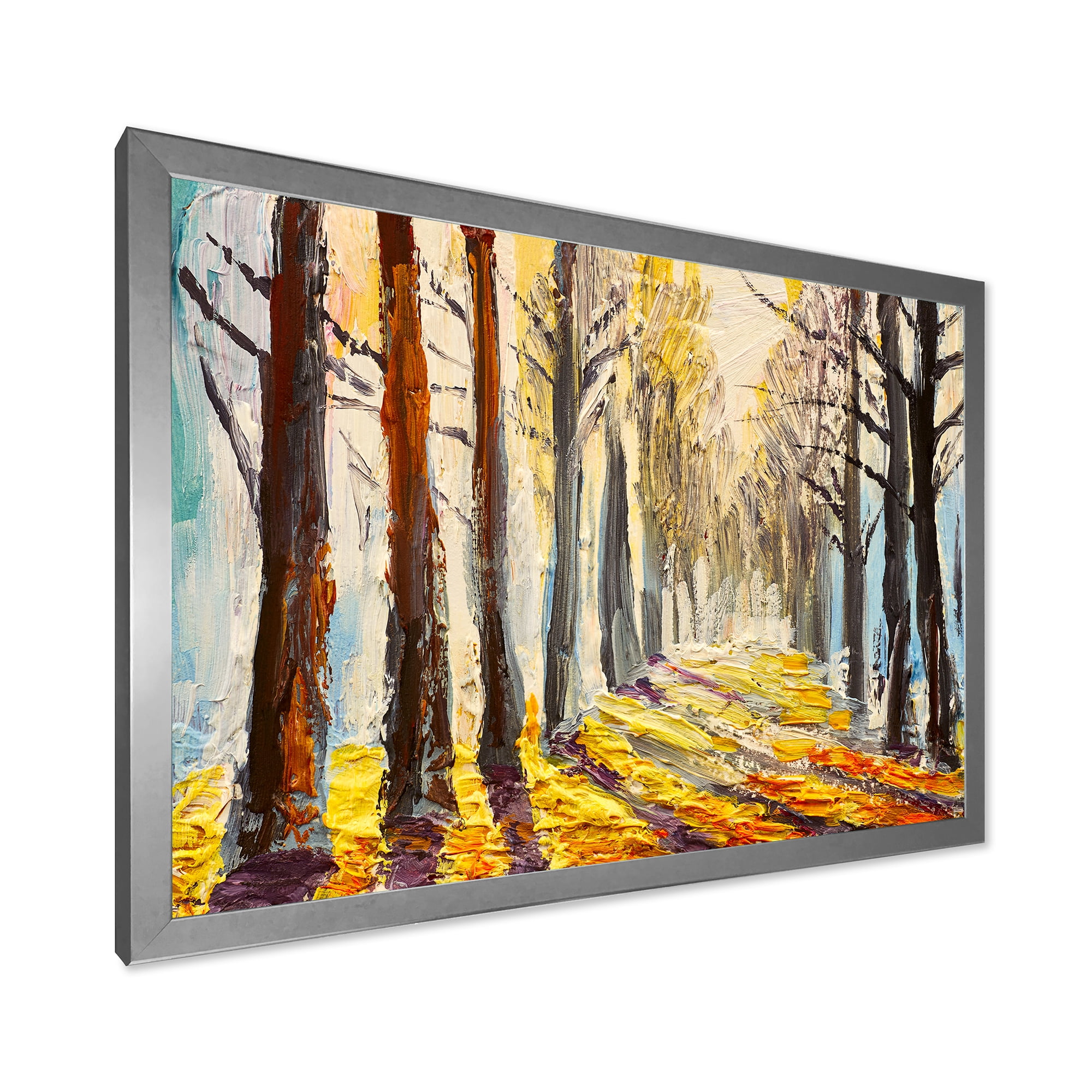 Designart 'Morning Glow Through The Autumn Trees' Lake House Framed Art Print