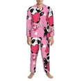 thumbnail image 4 of Bingfone Men'S Pajama Set 2 Piece Loungewear Pjs, Long Sleeve With Pajama Pants-Panda Heart Valentine Pink, 4 of 9