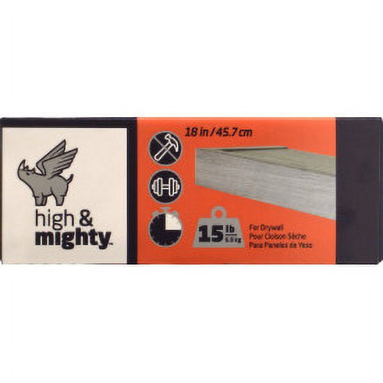 High & Mighty Floating Shelf, Gray 18", 15lb, Drywall, 1 Shelf