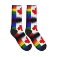 thumbnail image 4 of Women's Men's Canada Gay Pride Flag Colorful Novelty Pattern Crew Athletic Socks, 4 of 7