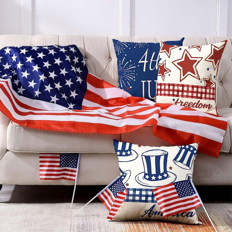 4th of July Pillow Covers 18x18 Inch Memorial Day Independence Day
