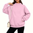 thumbnail image 4 of Winter Sweatshirts for Women Solid Color Long Sleeve Casual Fashion Loose Turtleneck Pullover Cozy Trendy Pullover Sweatshirts with Pockets, 4 of 7