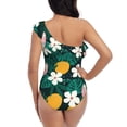 thumbnail image 5 of Rateoe Tropical Fruit Pattern Women One Piece Swimsuits Tummy Control One Shoulder Bathing Suits Ruffle Swimwear-XX-Large, 5 of 6