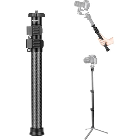Koolehaoda Carbon Fiber Tripod Extension Pole 11-25in Center Column Extender Rod Monopod Telescopic Stick Tube with 1/4" to 3/8" Screw Compatible with Camera/Tripods/Ball Head/Gimbal