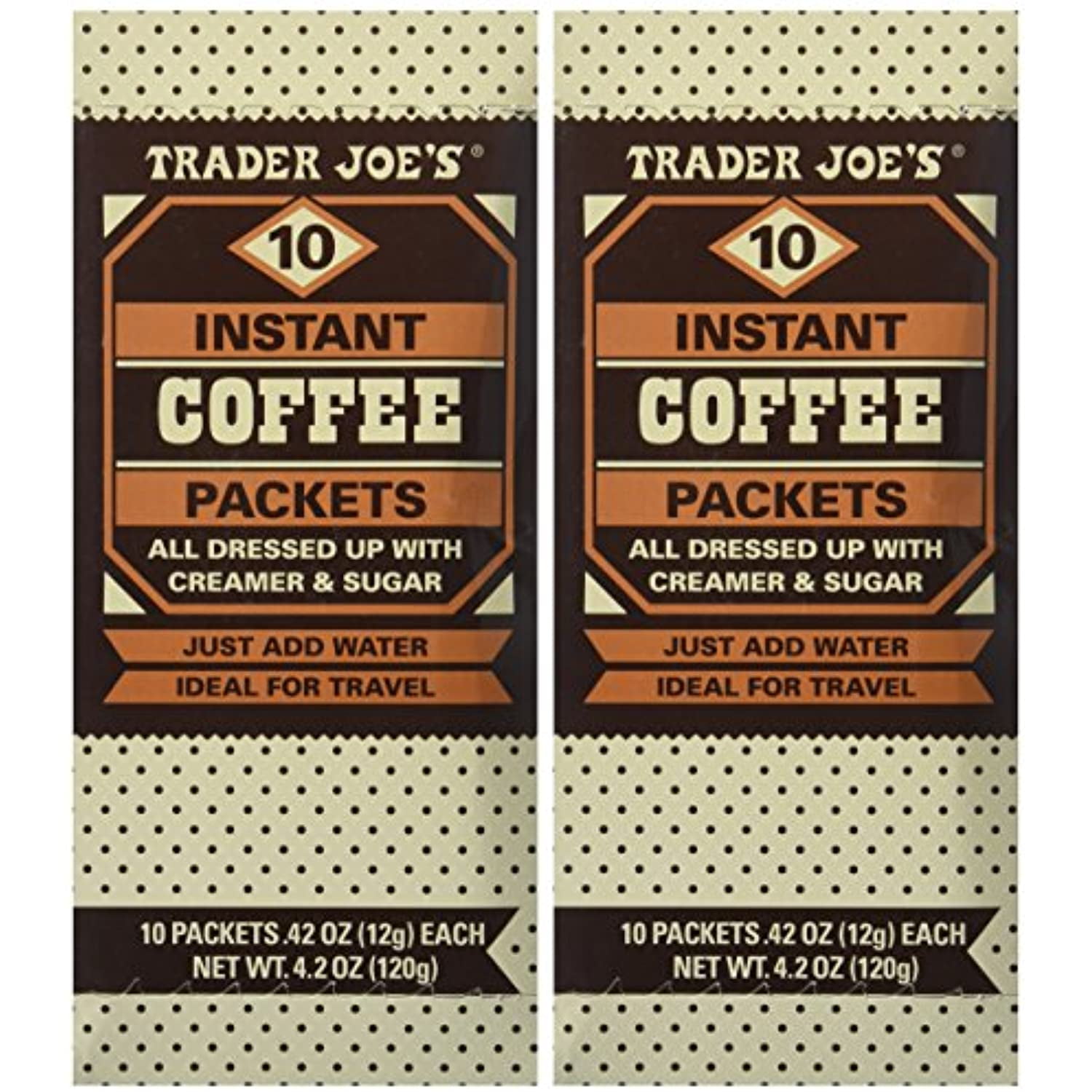 TJ Instant Coffee Packets With Creamer & Sugar 10 Packets, 4.2 Oz