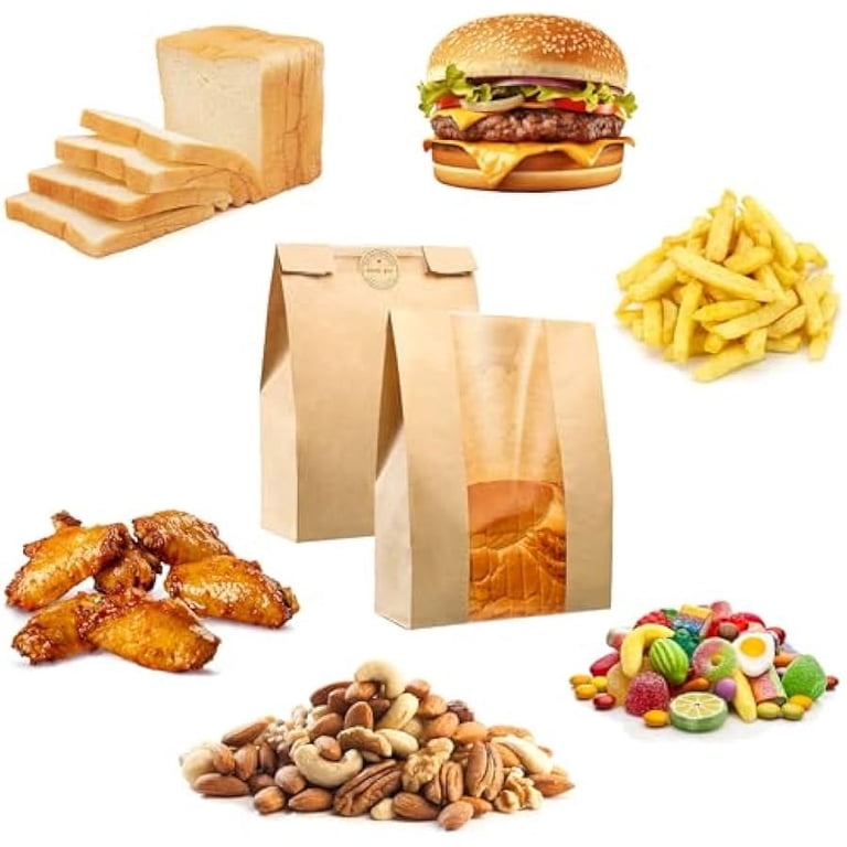50-Pack Sourdough Bread Bags With Window - Large 13.7x8.3x3.5 Inch Bakery Bags For Homemade Bread Storage, Includes Seal Stickers