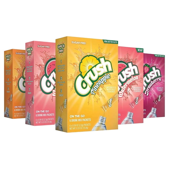 Crush- Powder Drink Mix - Sugar Free & Delicious (Summer Variety, 30 Sticks)